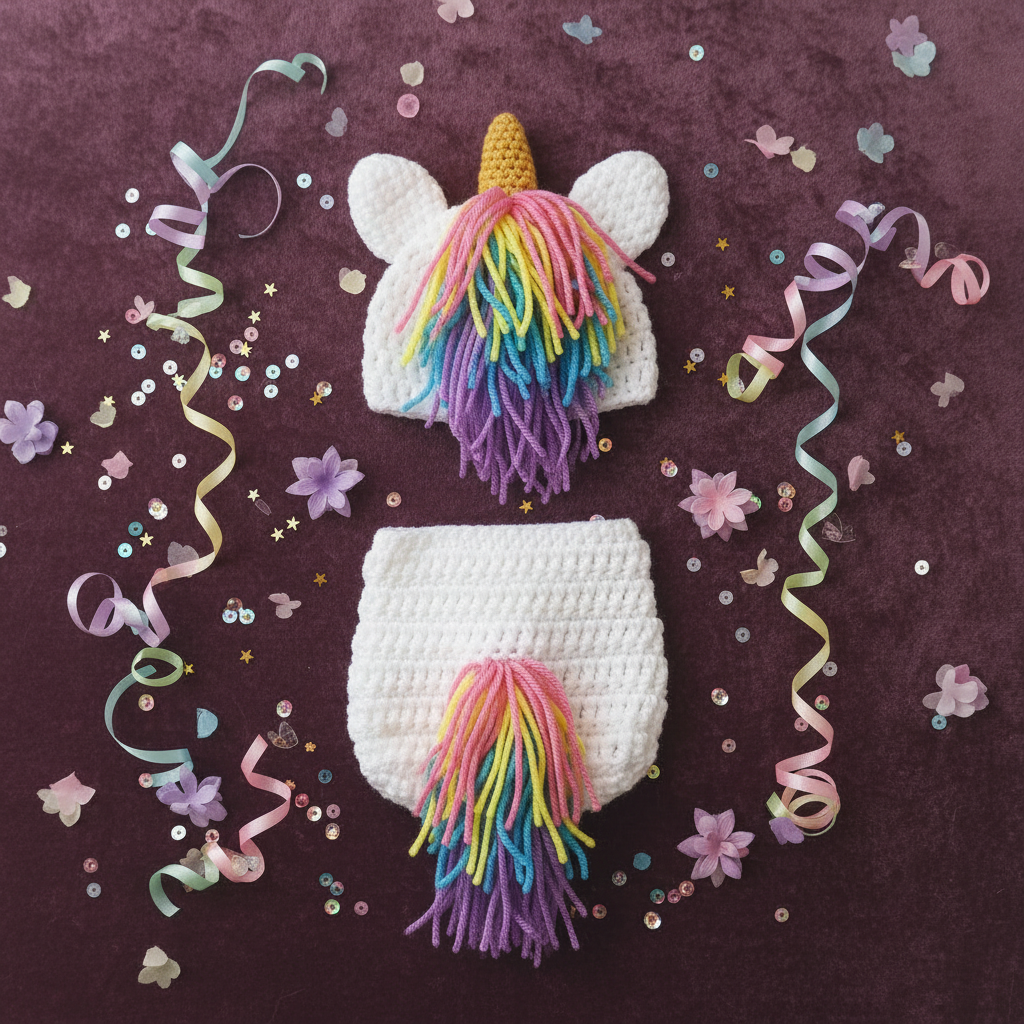 Rainbow Unicorn Set - Dark Background Flat Lay