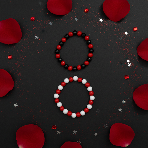 Red Black White Bracelets - Flat Lay Styled