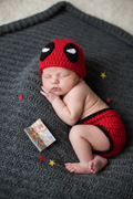Masked Red Antihero Baby Crochet Costume Set | Newborn Photo Prop