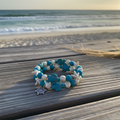 Sea Turtle & Starfish Bracelet Set | Coastal Stone Bead Bracelets