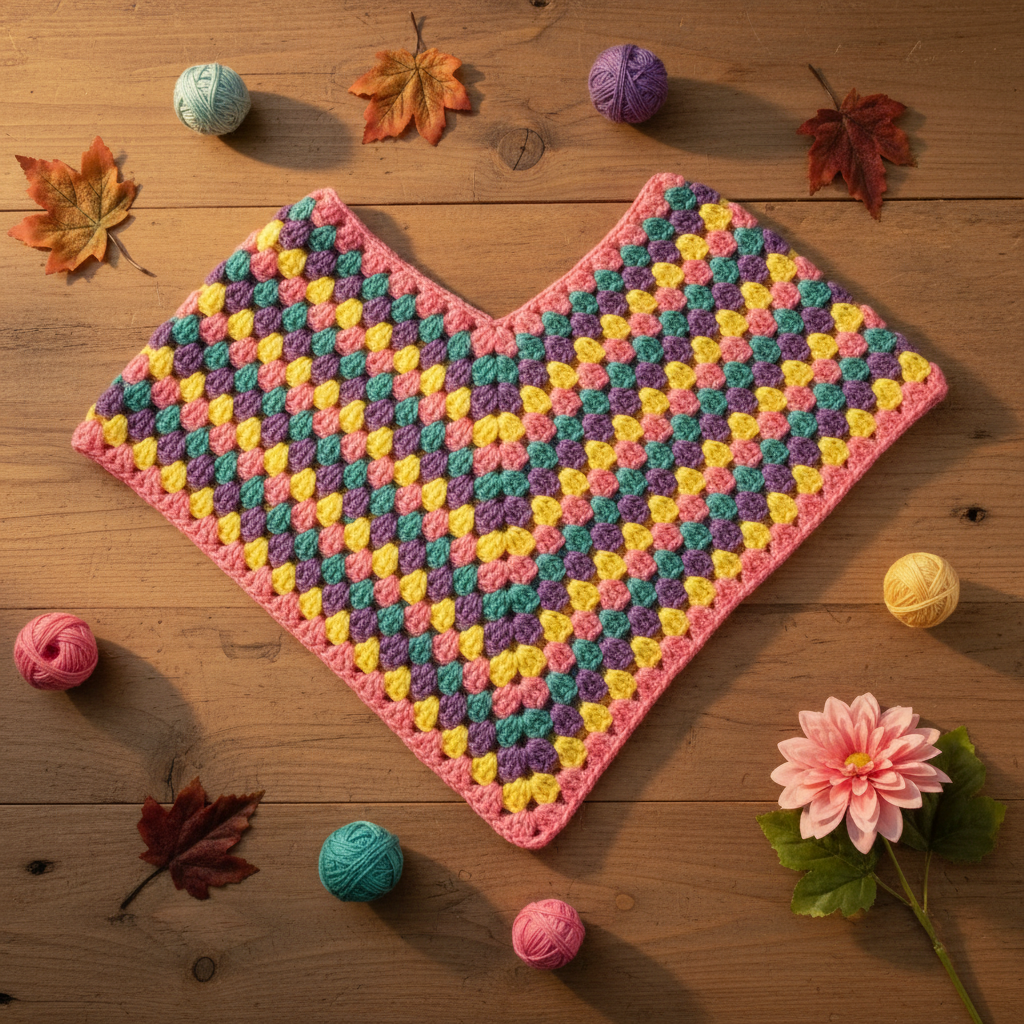 Pastel Pop Crochet Kids' Poncho