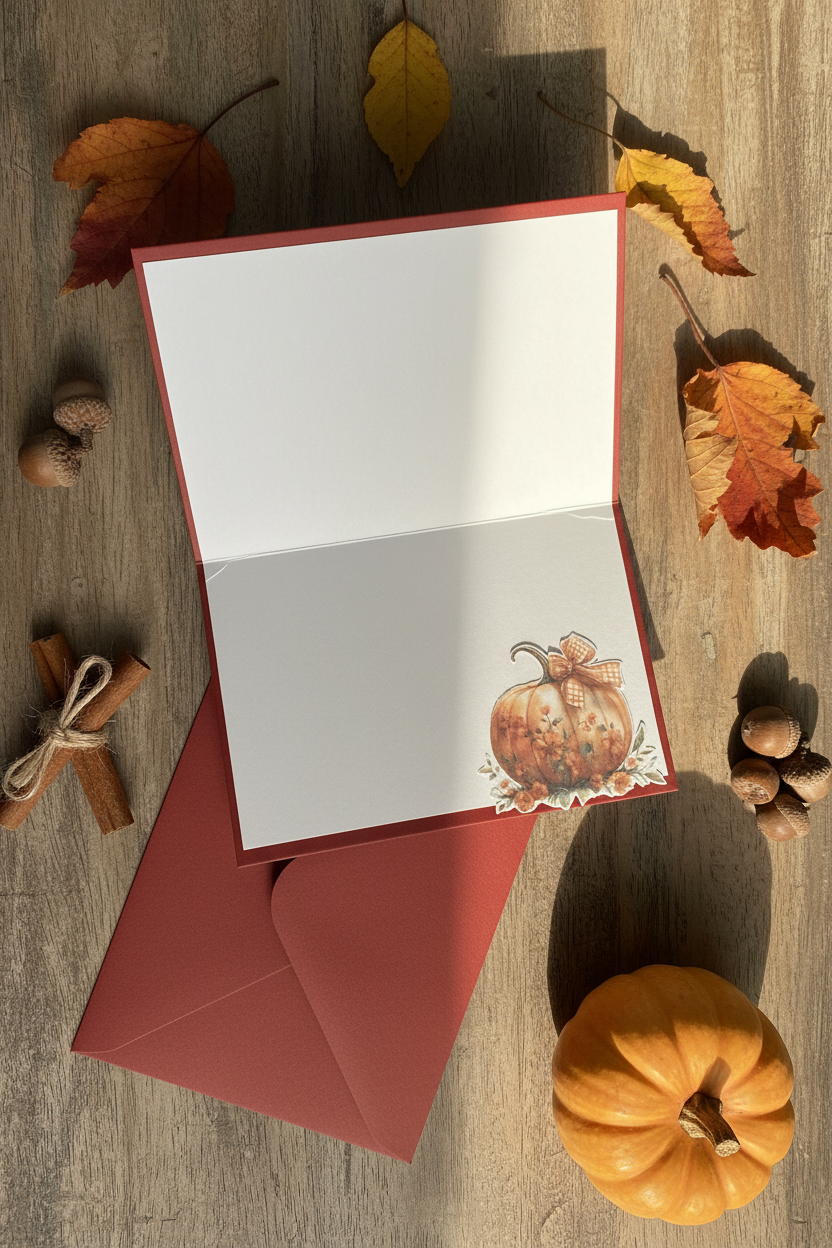 Fall Floral "Thankful for You" Handmade Card with Envelope