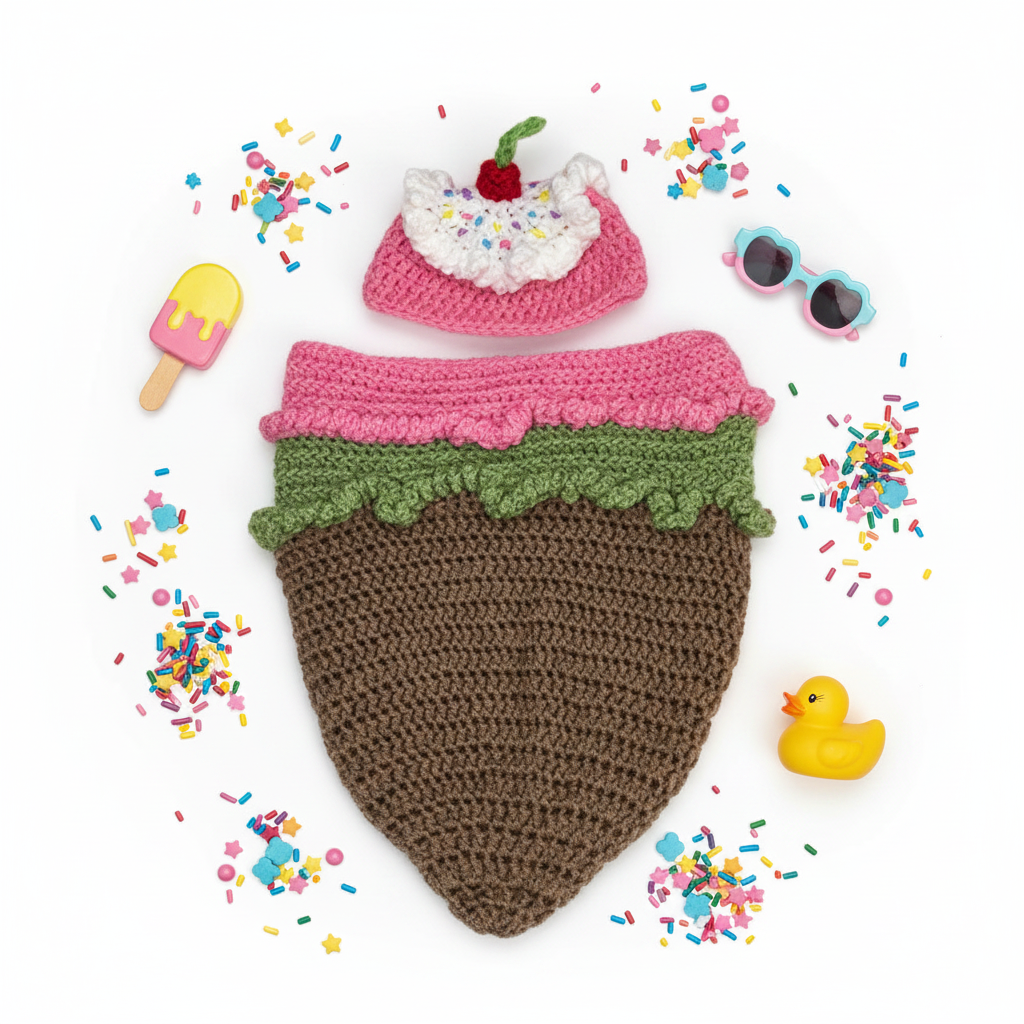 Baby Ice Cream Cone Crochet Cocoon Set | Newborn Photo Prop