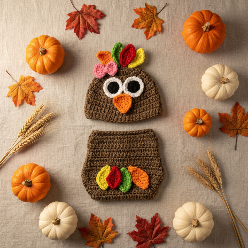 Turkey Set with Bow - Flat Lay