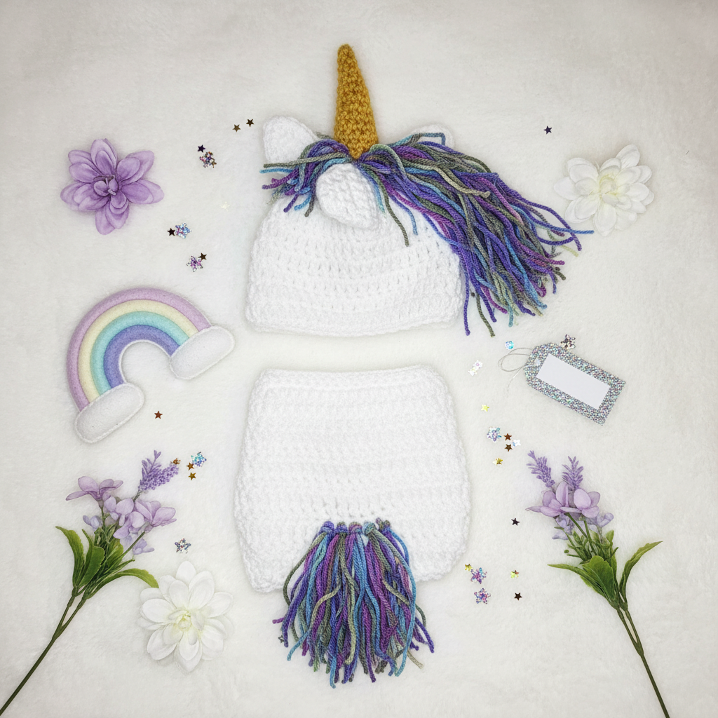 White Unicorn Set - Flat Lay