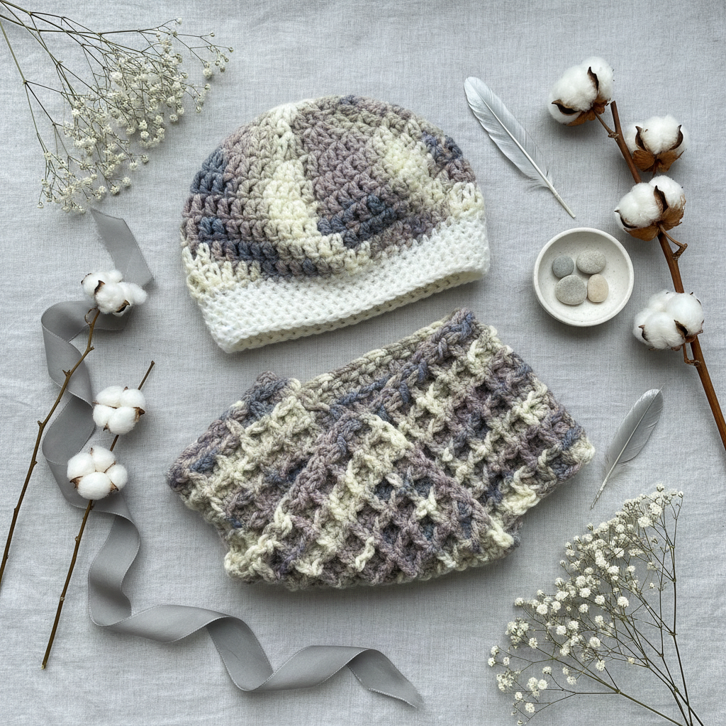 Winter Mist Crochet Hat & Scarf Set
